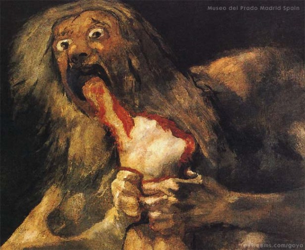 Detail image of the painting SATURN by the Spanish artist GOYA.